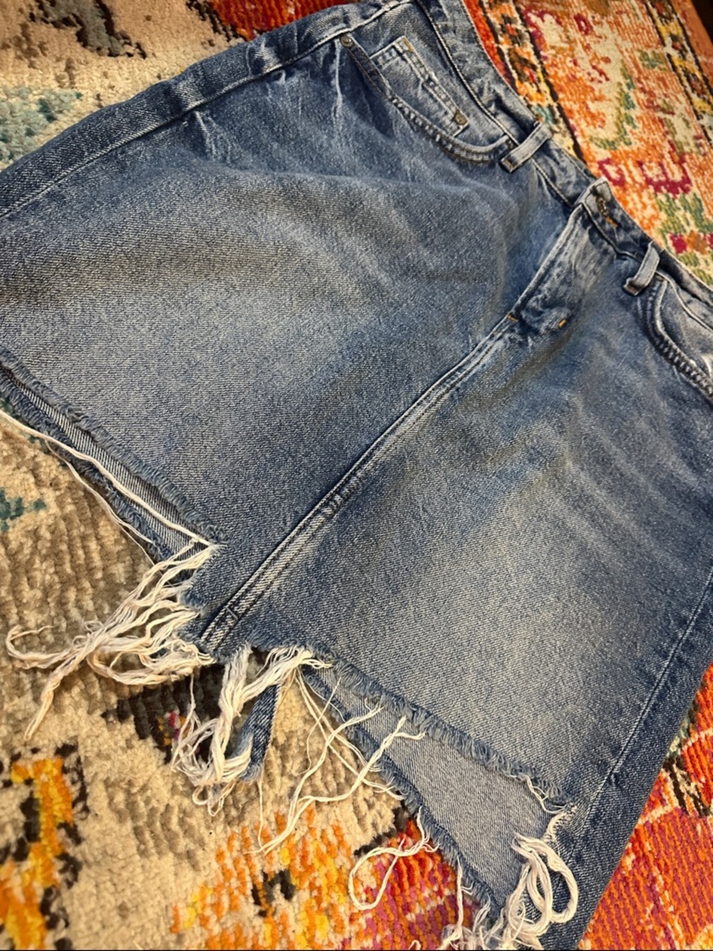 Blue Distressed Denim Mini Skirt - Picture 4 of 6